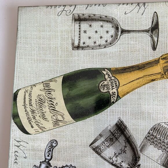 Michel Design Works Square Glass Wine and Cheese Tray Platter Vintage - Picture 5 of 9